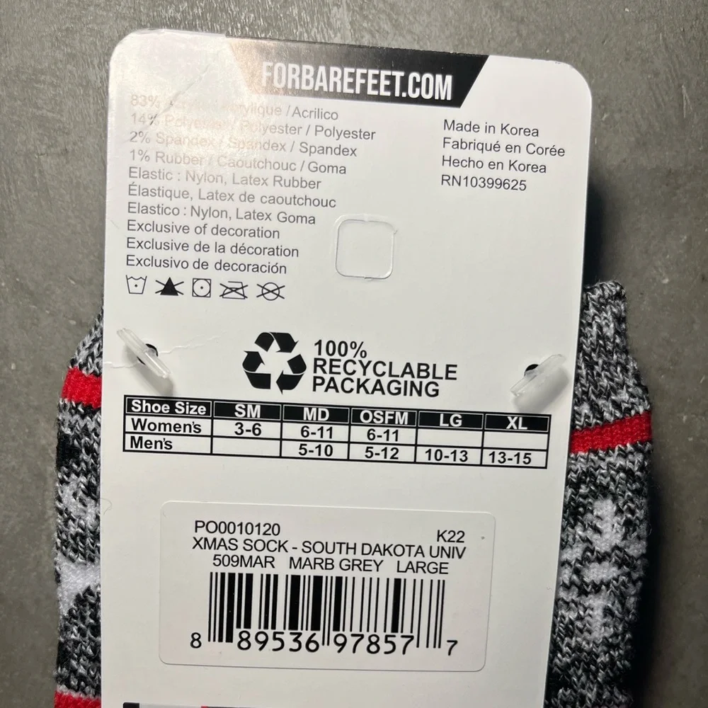 South Dakota University NCAA Ugly Christmas Sweater Holiday Crew‎ Socks Sz 10-13